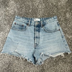 Zara distressed denim shorts